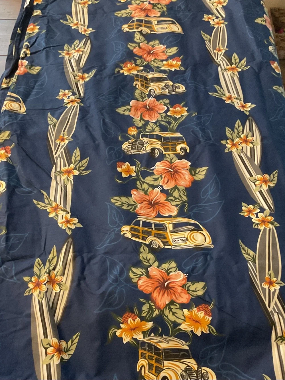 Navy Floral Surfboard Print Queen/Full duvet cover by Dean Miller